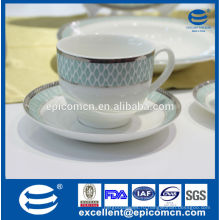 Китайский продукт 220cc керамический чайный сервиз с серебряным ободом новый костяной фарфор 6 чашек и 6 блюдцем в подарочной коробке